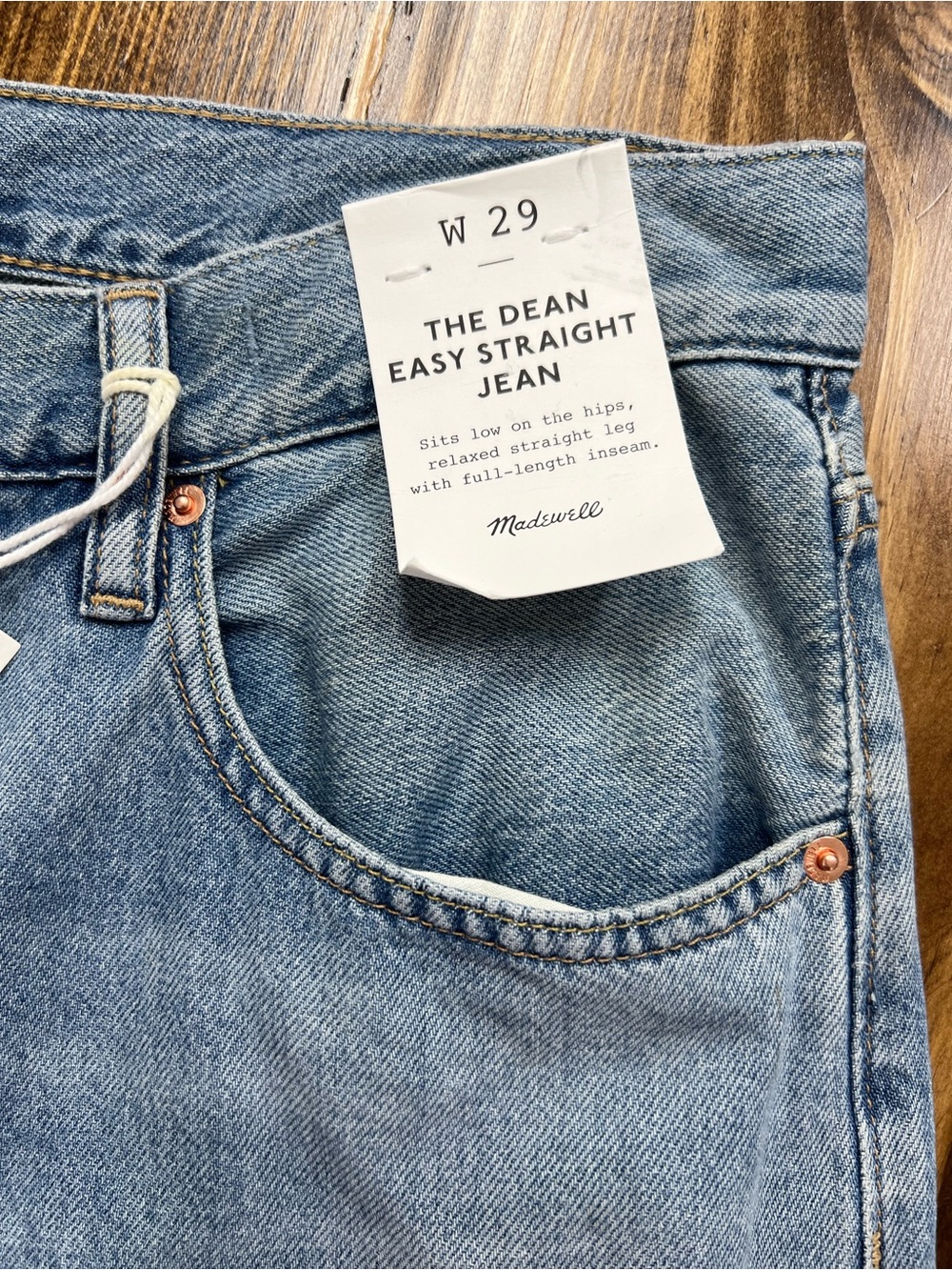 Madewell The Dean Easy Straight Jean in Airy Denim Faded Horizon Wash Size 29 - Picture 9 of 13